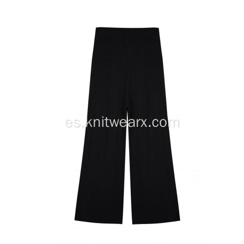 Pantalones culottes de punto acanalado para mujer